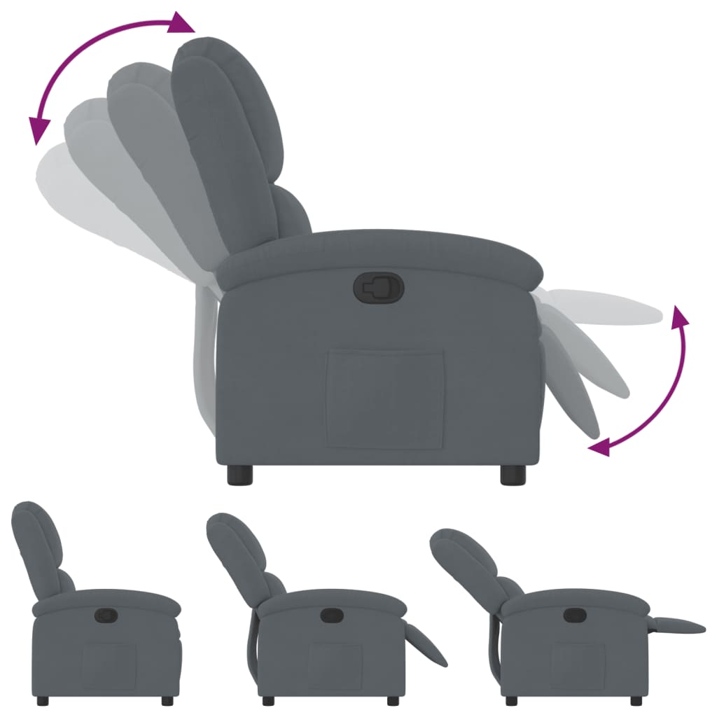 Fauteuil inclinable en velours gris foncé - XIOS