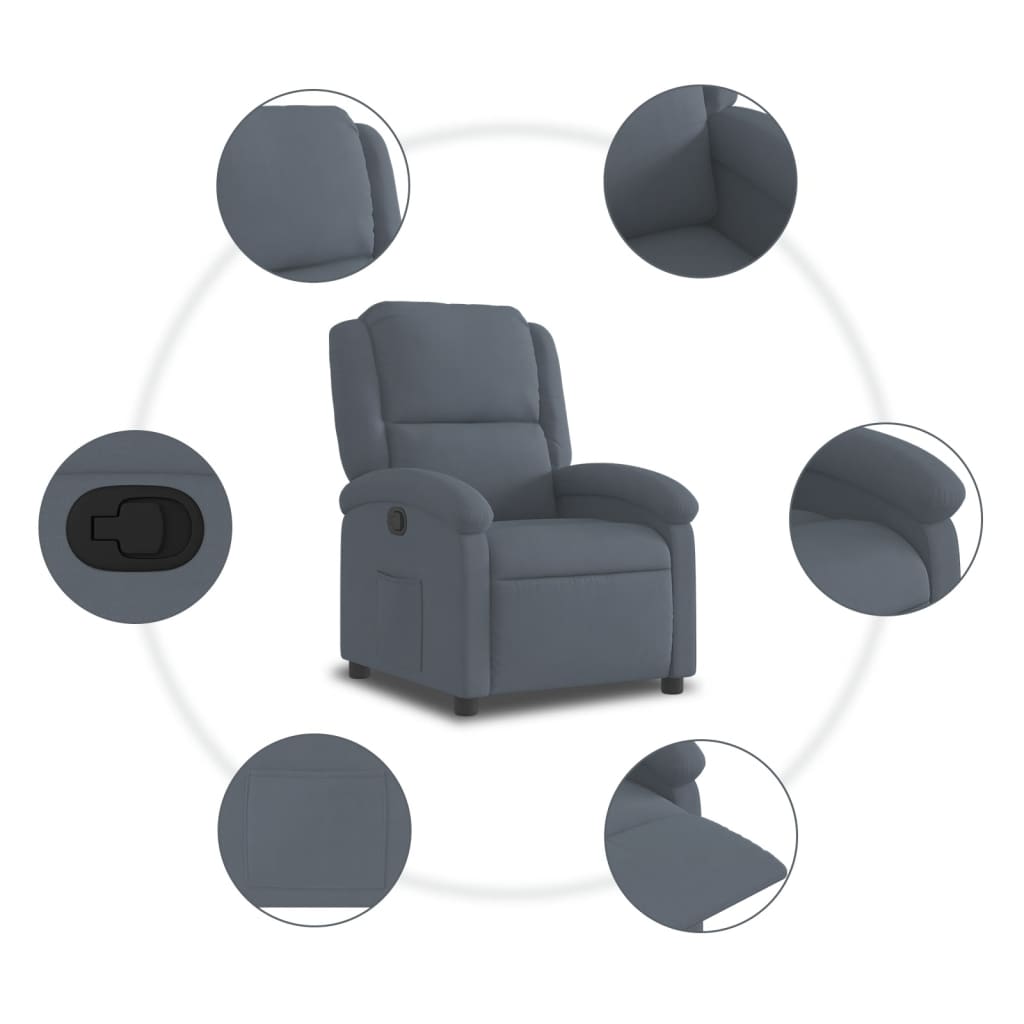 Fauteuil inclinable en velours gris foncé - XIOS