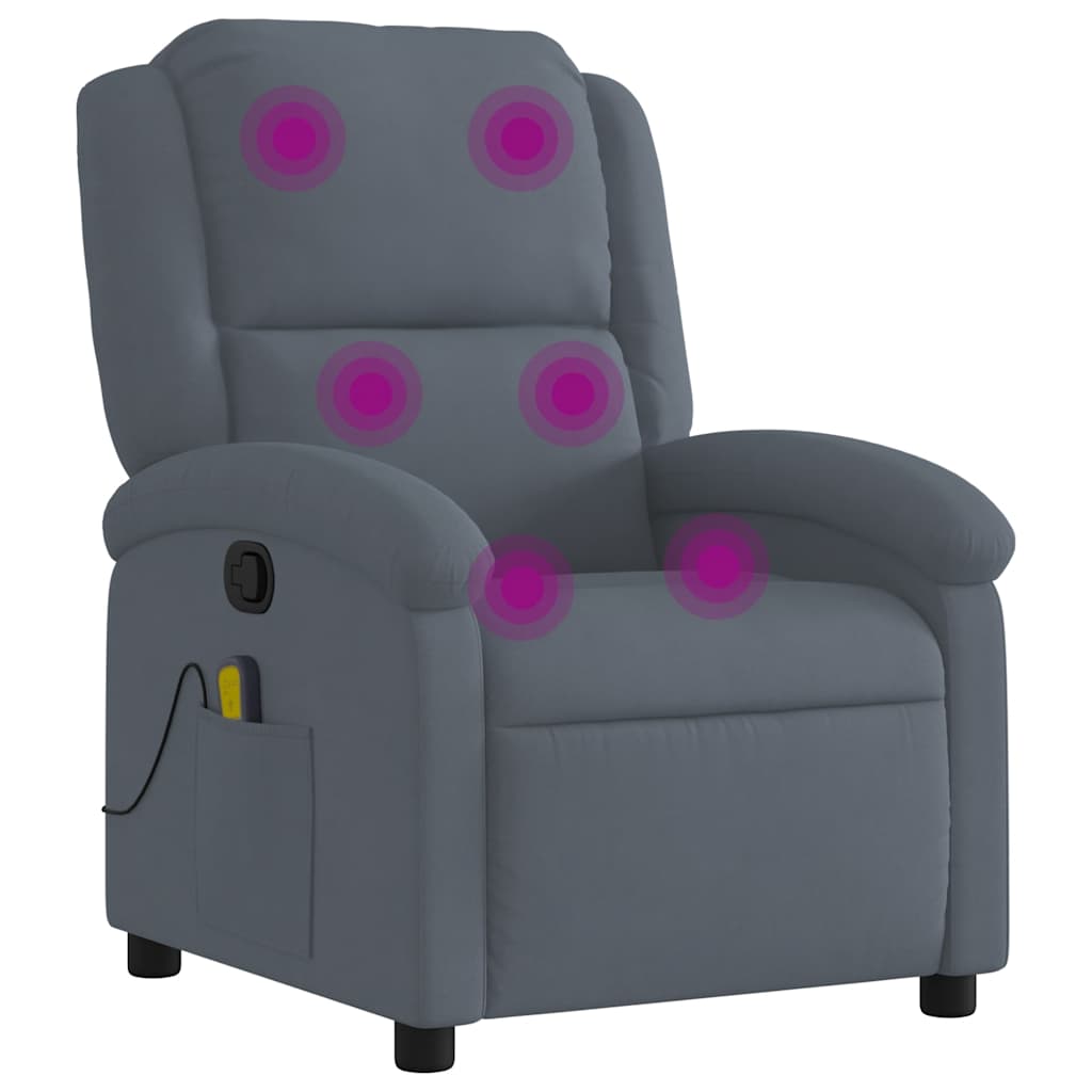 Fauteuil de massage inclinable velours gris foncé - XIOS