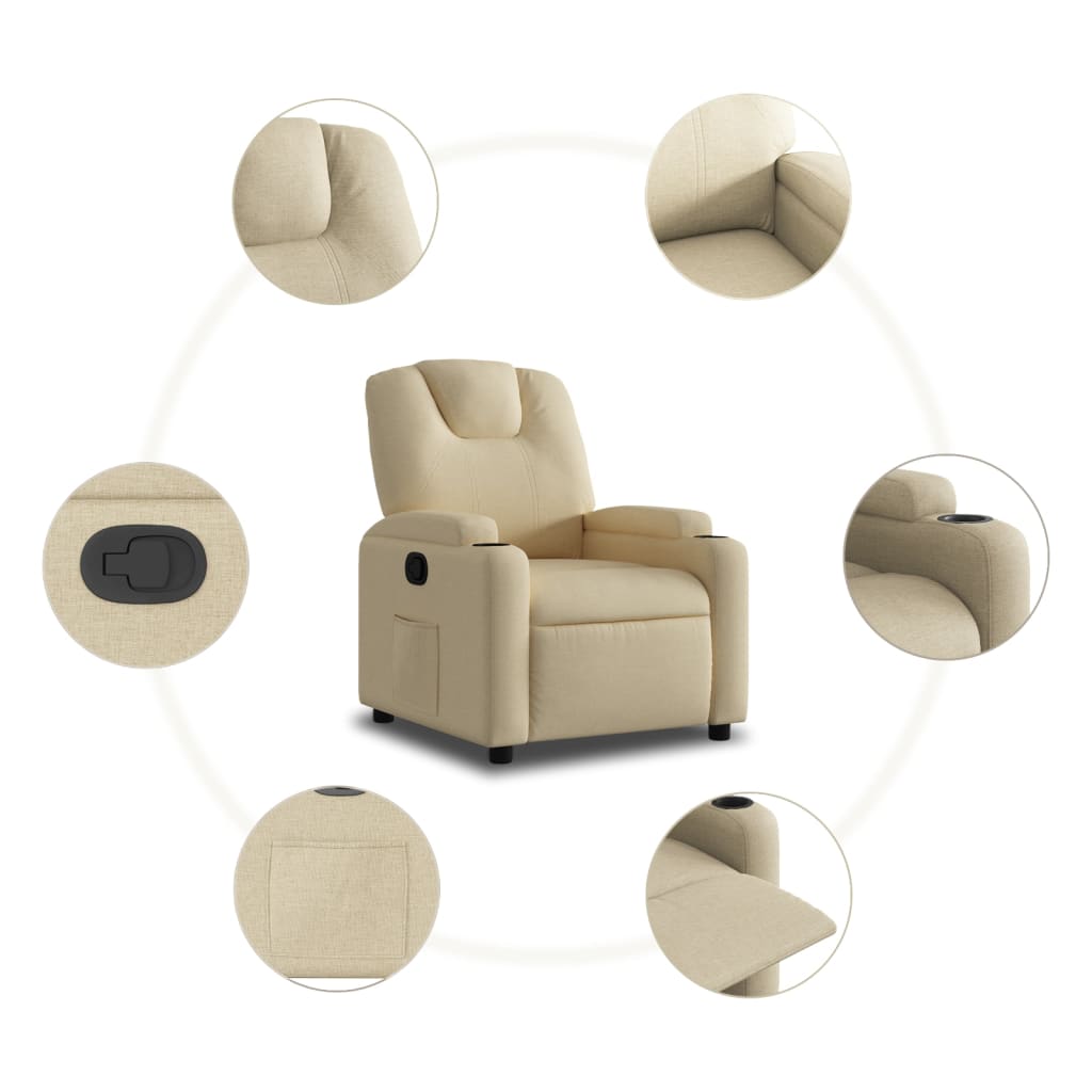 Fauteuil inclinable en tissu crème - XIOS