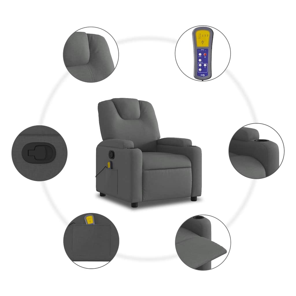 Fauteuil de massage inclinable gris foncé tissu - XIOS
