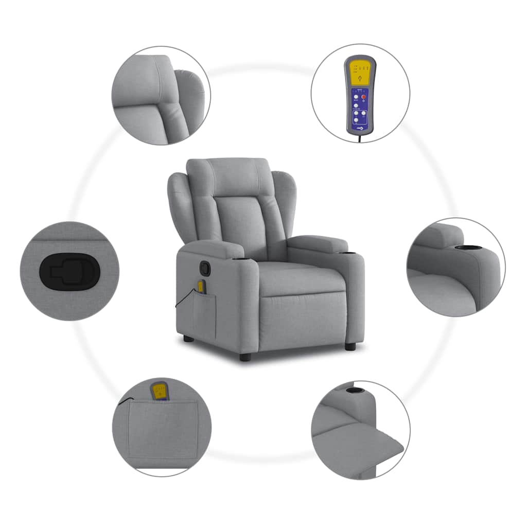Fauteuil de massage inclinable gris clair tissu - XIOS