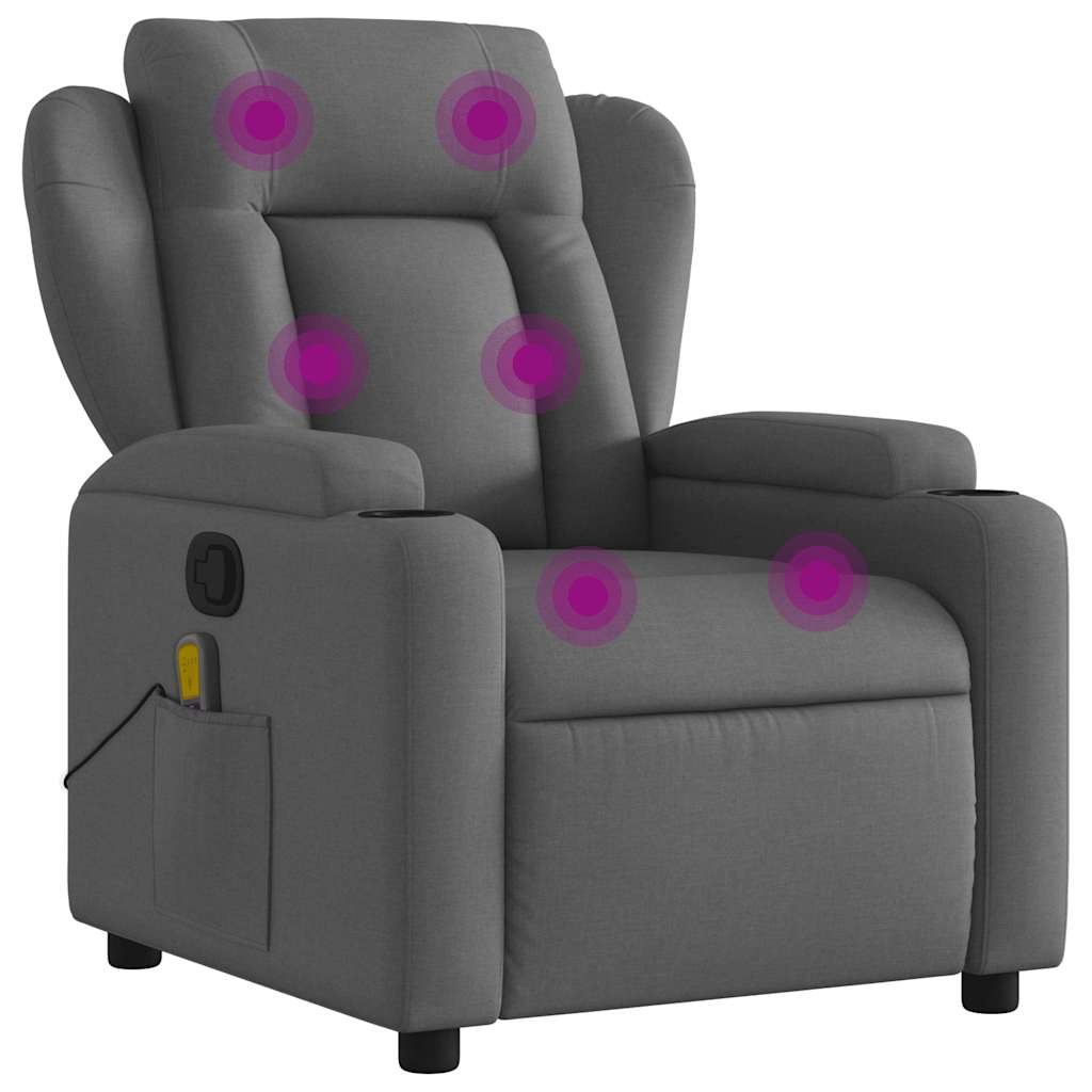 Fauteuil de massage inclinable gris foncé tissu - XIOS