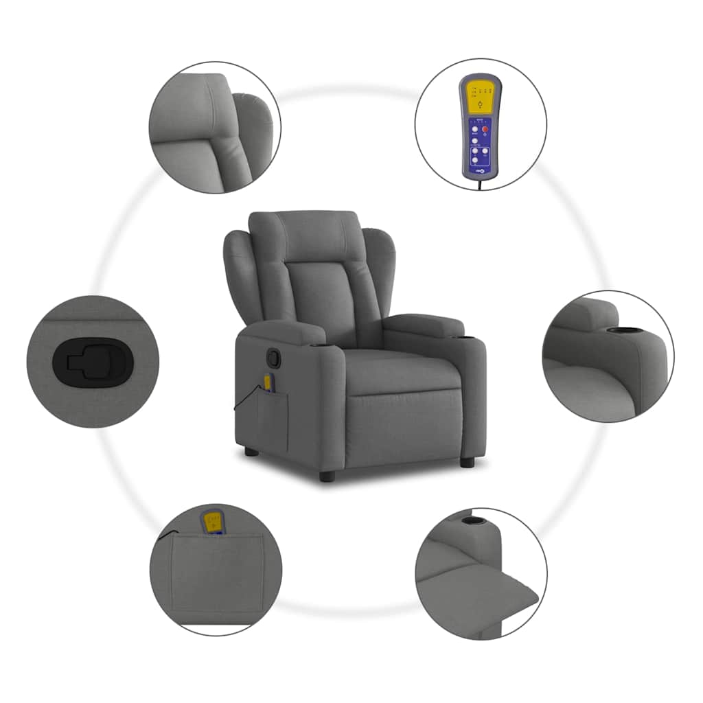 Fauteuil de massage inclinable gris foncé tissu - XIOS