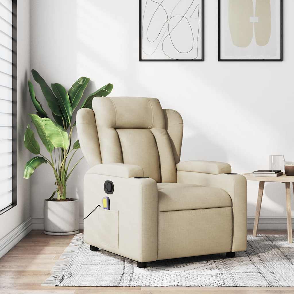 Fauteuil de massage inclinable crème tissu - XIOS