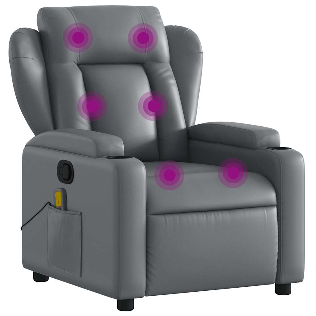 Fauteuil de massage inclinable gris similicuir - XIOS