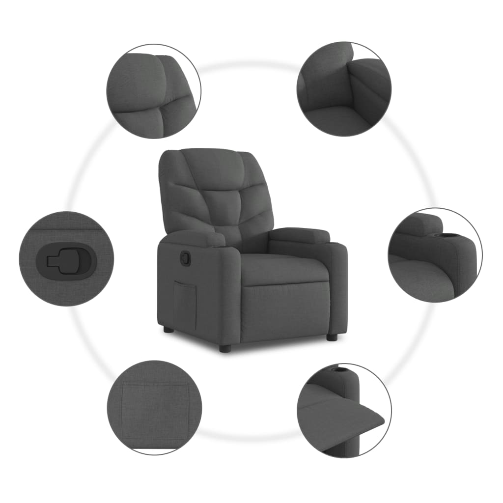 Fauteuil inclinable en tissu gris foncé - XIOS