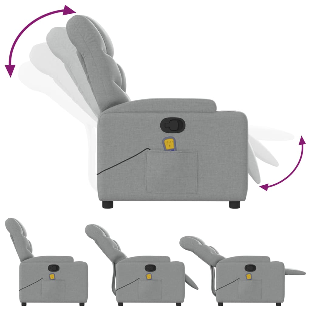 Fauteuil de massage inclinable gris clair tissu - XIOS