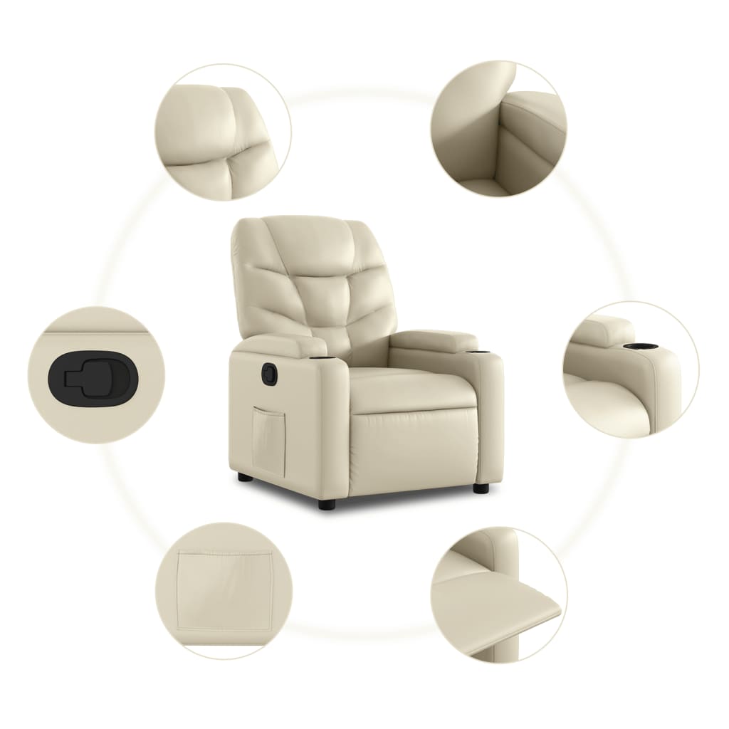 Fauteuil inclinable en similicuir crème - XIOS