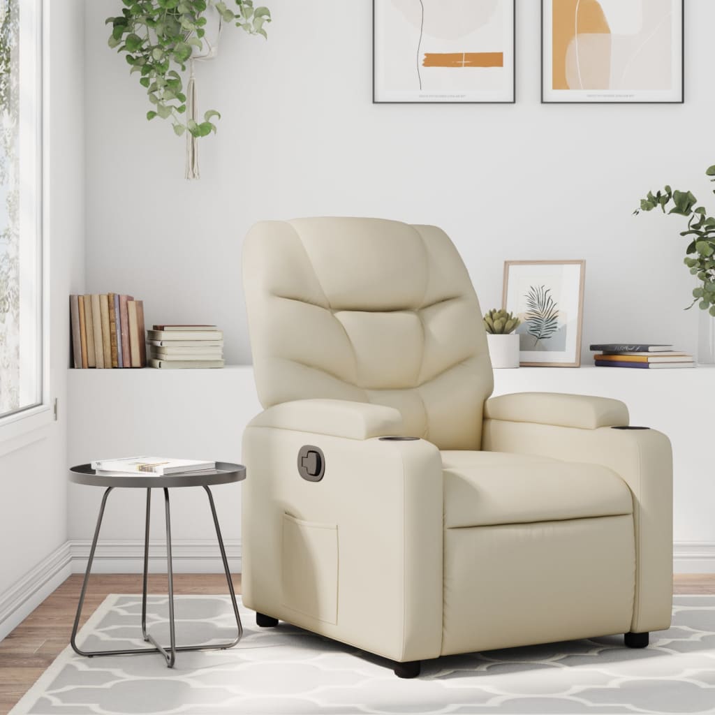 Fauteuil inclinable en similicuir crème - XIOS