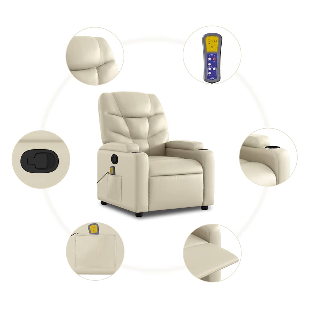 Fauteuil de massage inclinable crème similicuir - XIOS