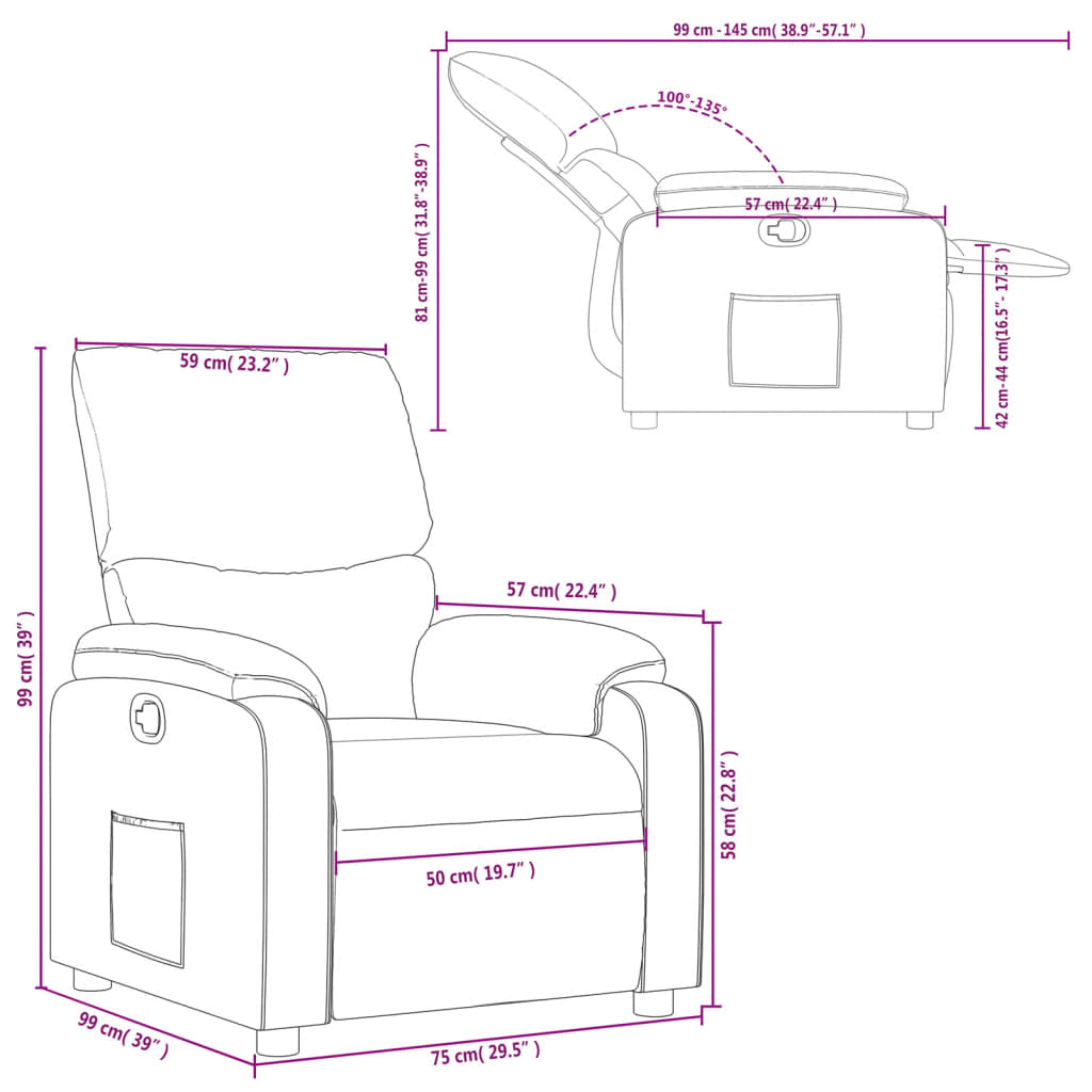 Fauteuil inclinable en tissu crème - XIOS