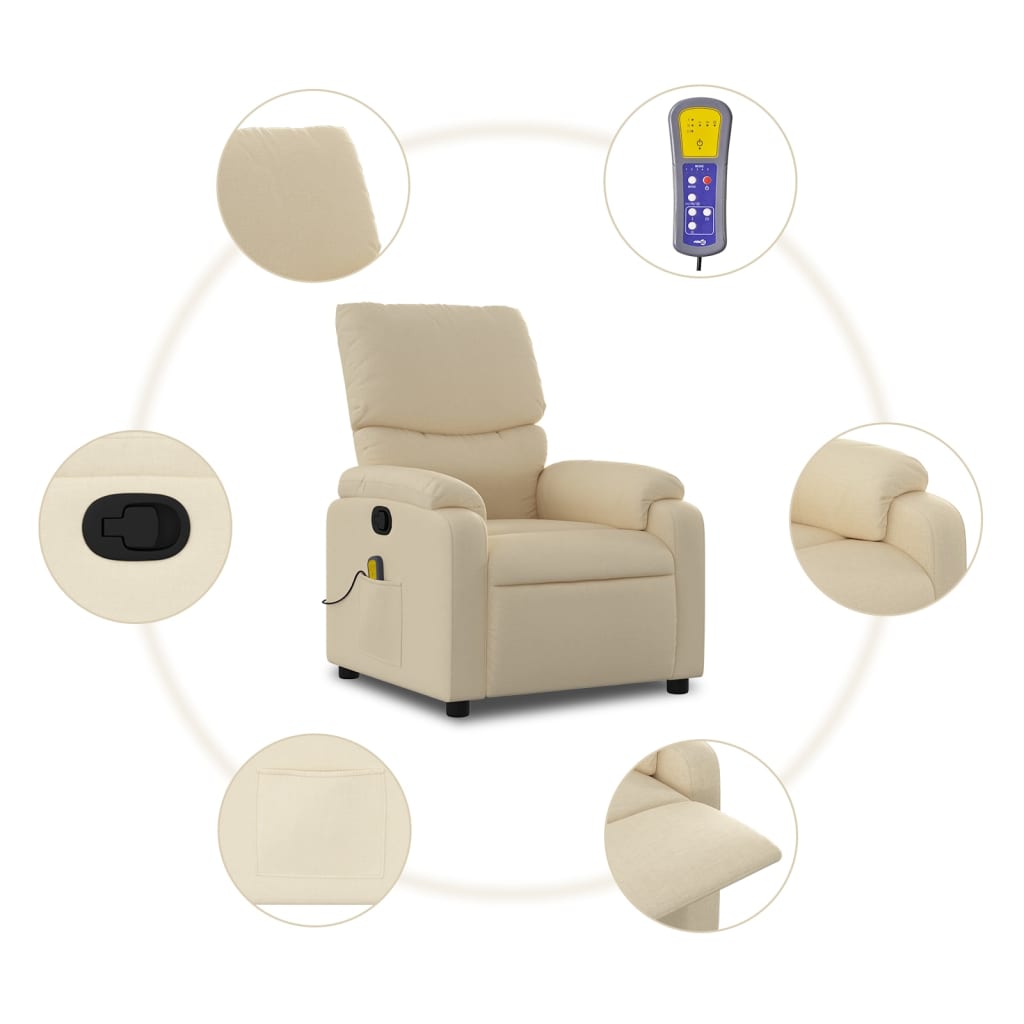 Fauteuil de massage inclinable crème tissu - XIOS