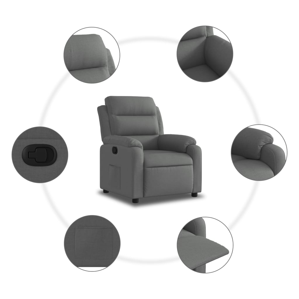 Fauteuil inclinable en tissu gris foncé - XIOS