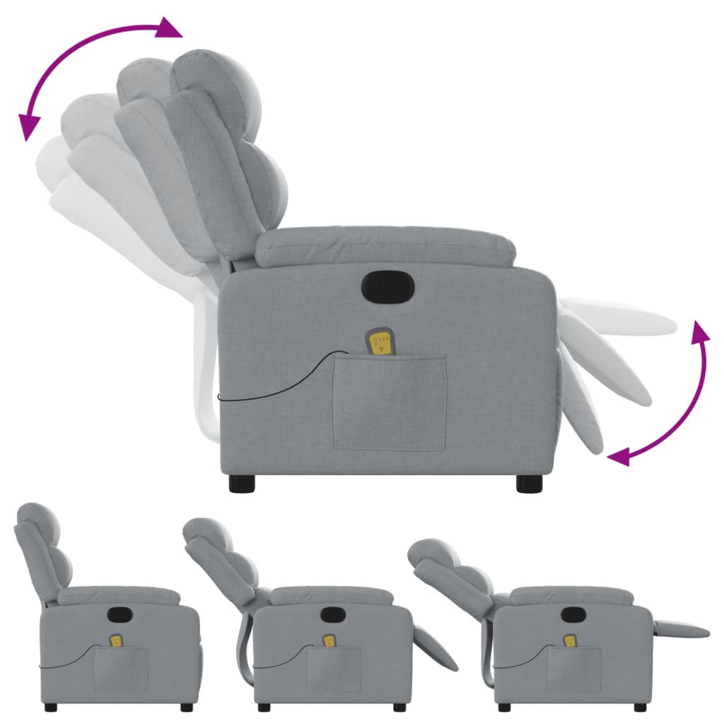 Fauteuil de massage inclinable gris clair tissu - XIOS