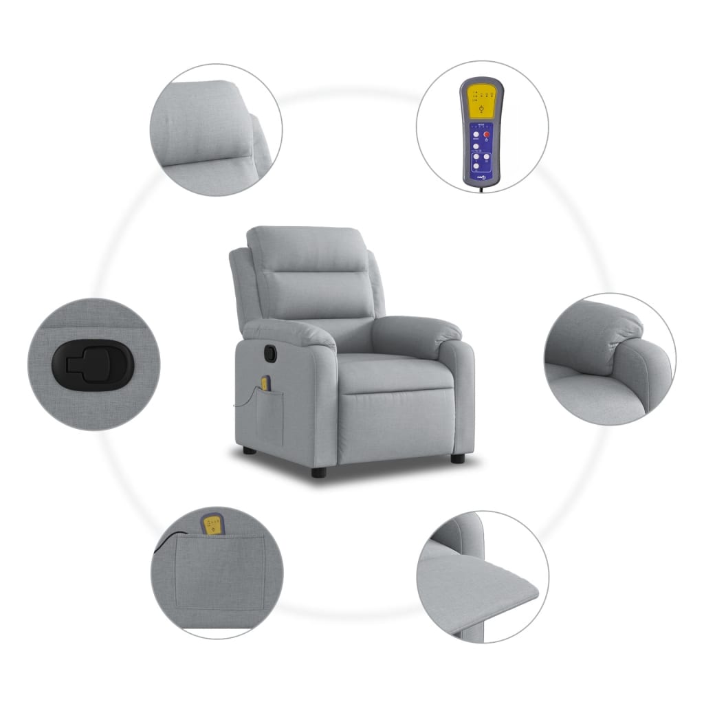 Fauteuil de massage inclinable gris clair tissu - XIOS