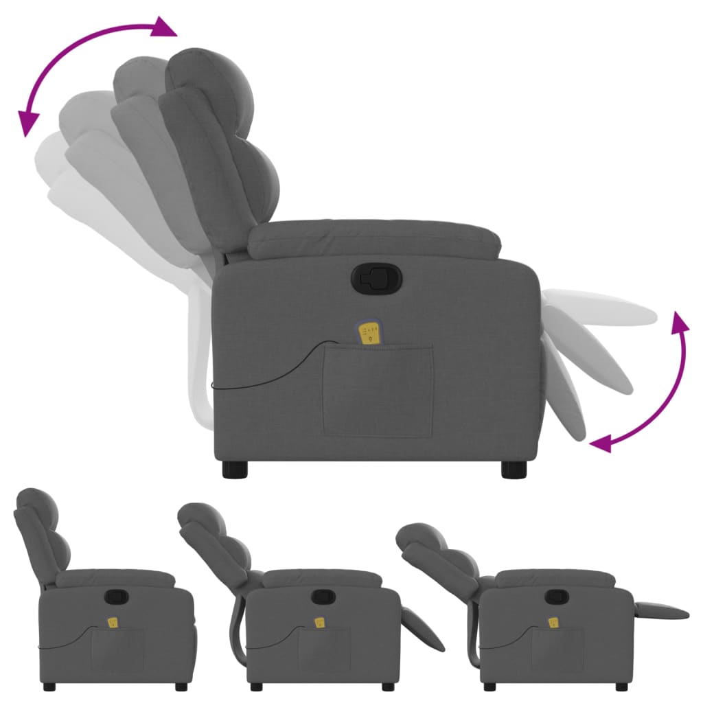 Fauteuil de massage inclinable gris foncé tissu - XIOS