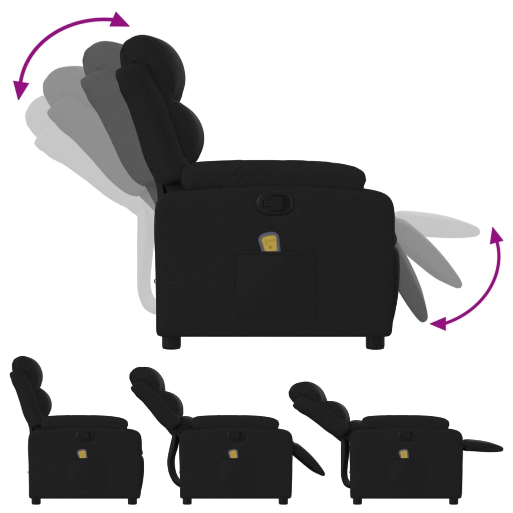 Fauteuil de massage inclinable noir tissu - XIOS