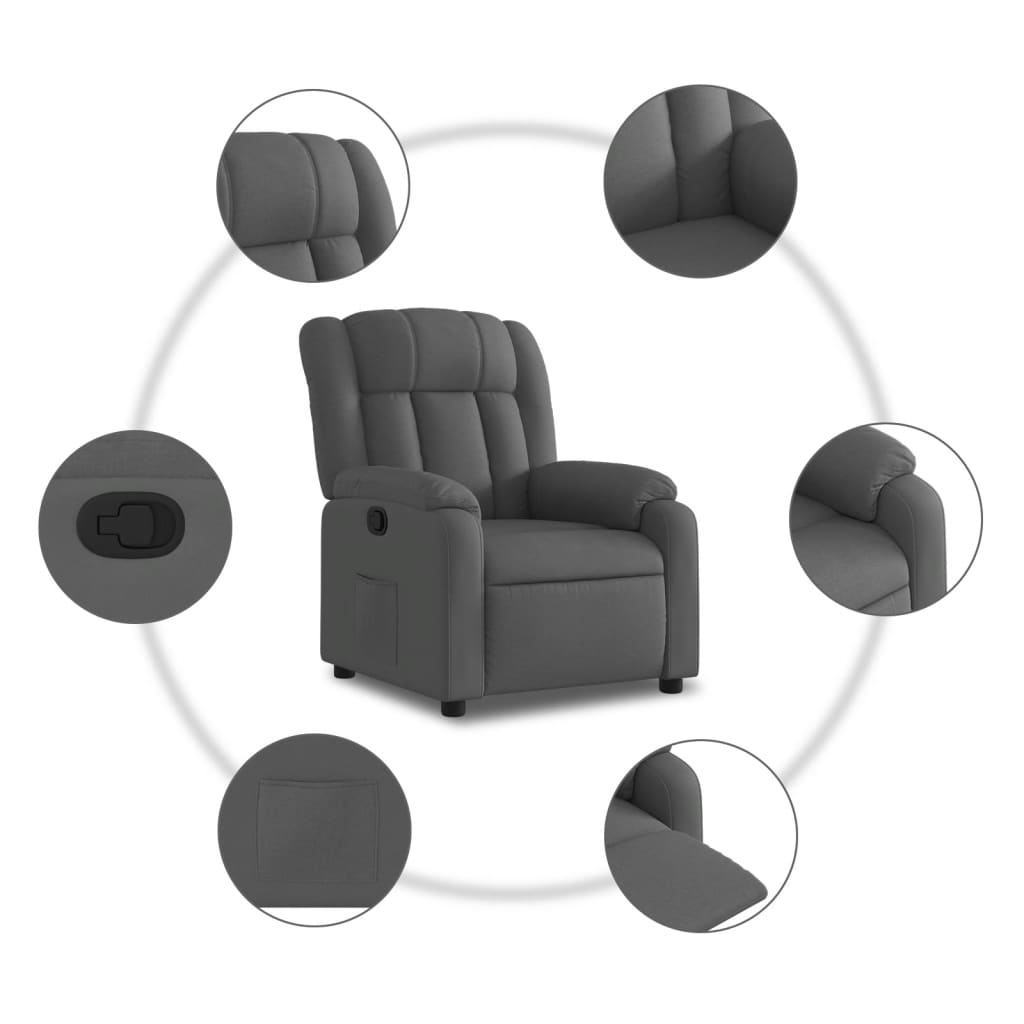 Fauteuil inclinable en tissu gris foncé - XIOS