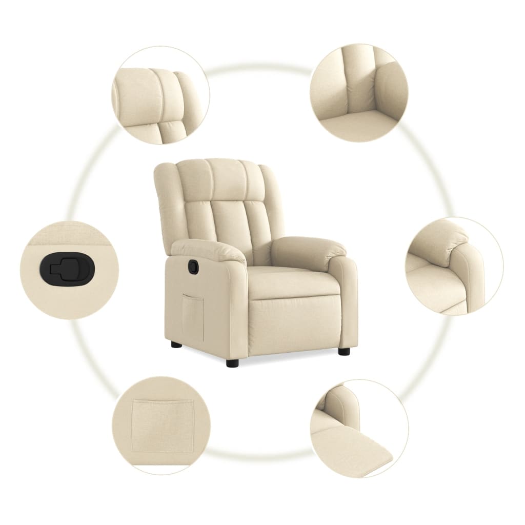 Fauteuil inclinable en tissu crème - XIOS