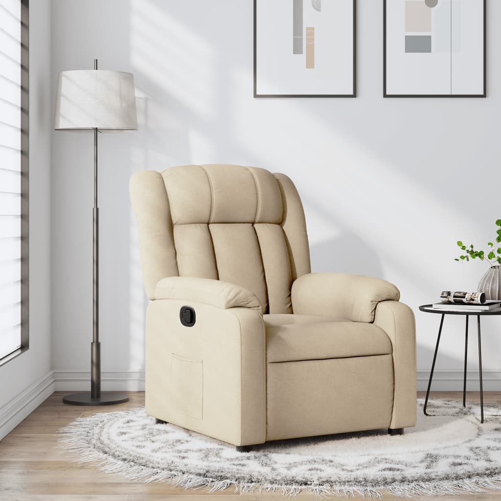 Fauteuil inclinable en tissu crème - XIOS
