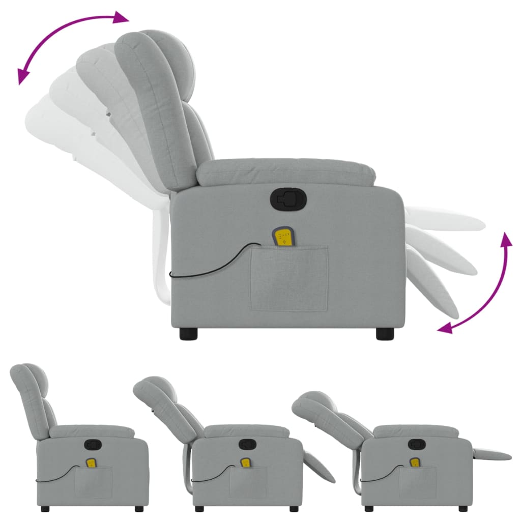 Fauteuil de massage inclinable gris clair tissu - XIOS