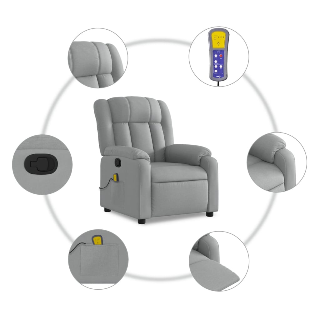 Fauteuil de massage inclinable gris clair tissu - XIOS