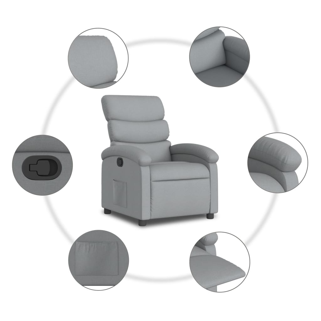 Fauteuil inclinable gris clair tissu - XIOS