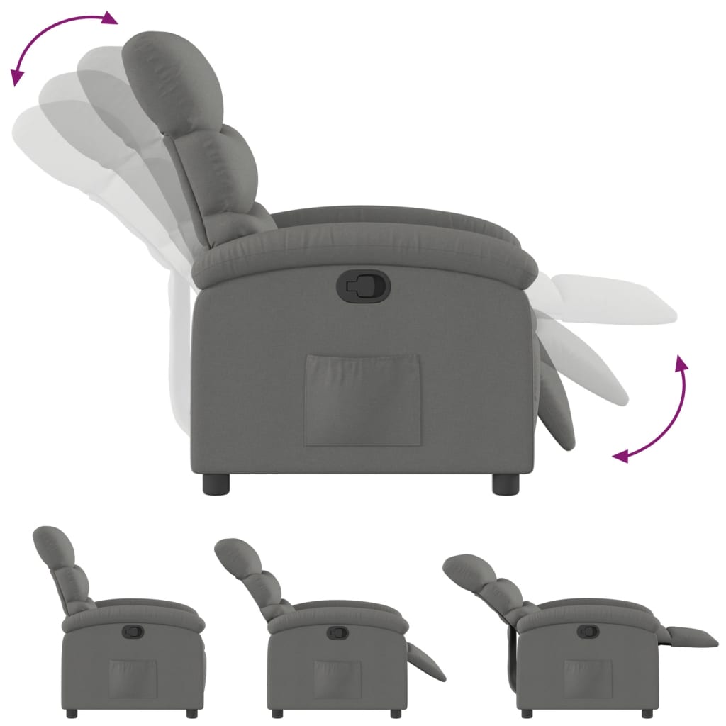 Fauteuil inclinable gris foncé tissu - XIOS