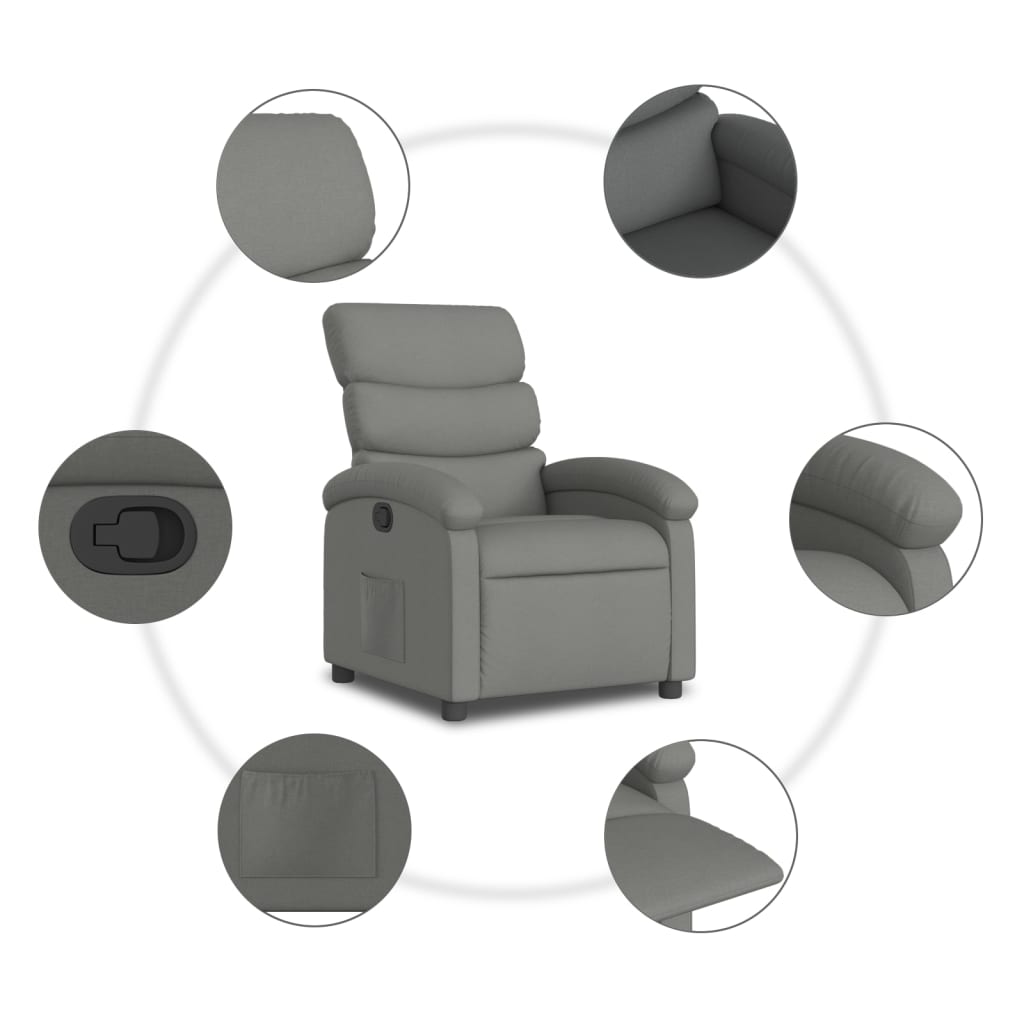 Fauteuil inclinable gris foncé tissu - XIOS