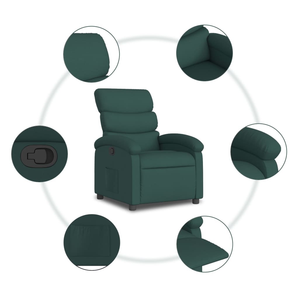 Fauteuil inclinable vert foncé tissu - XIOS