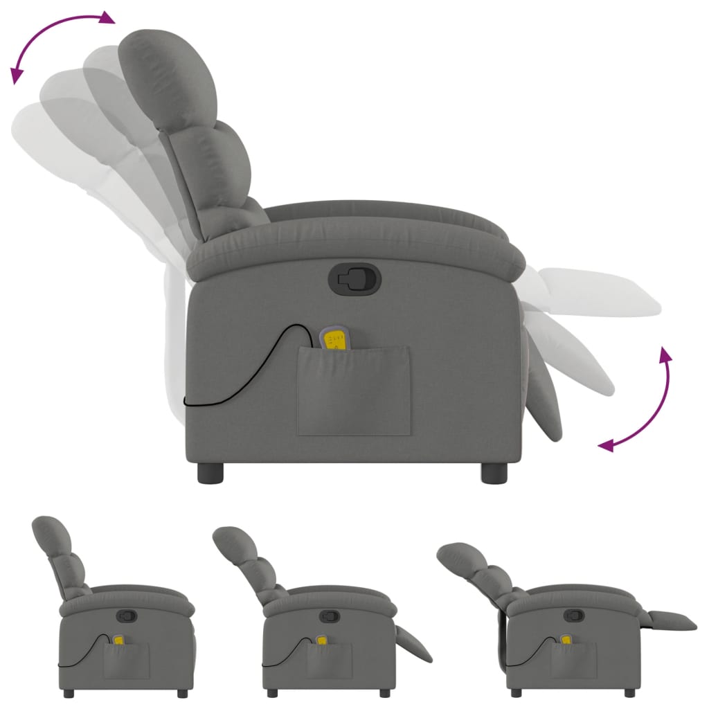 Fauteuil inclinable de massage gris foncé tissu - XIOS