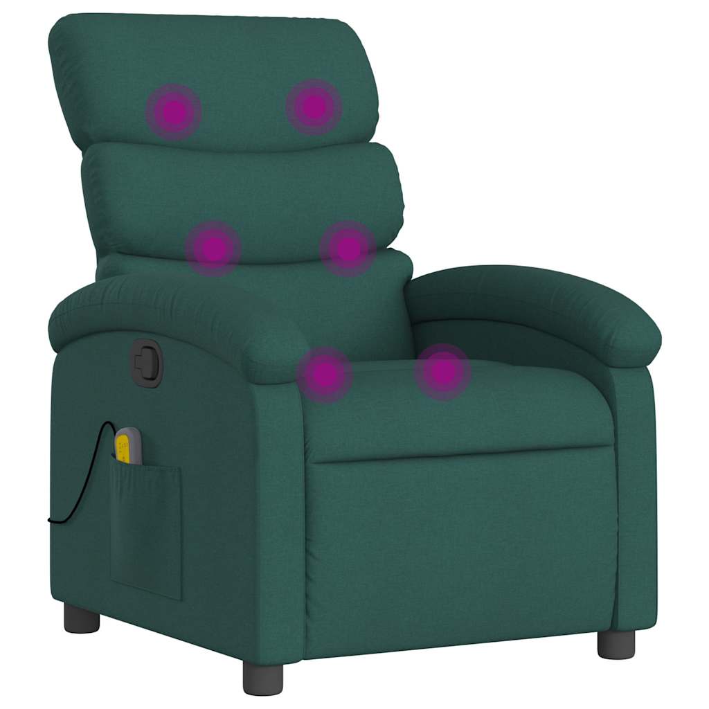 Fauteuil inclinable de massage vert foncé tissu - XIOS
