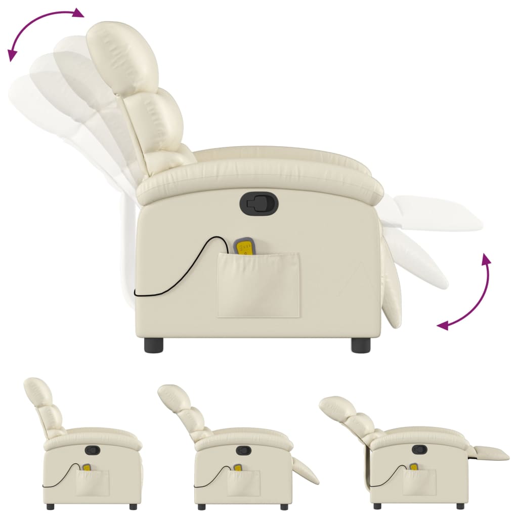 Fauteuil de massage inclinable crème similicuir - XIOS
