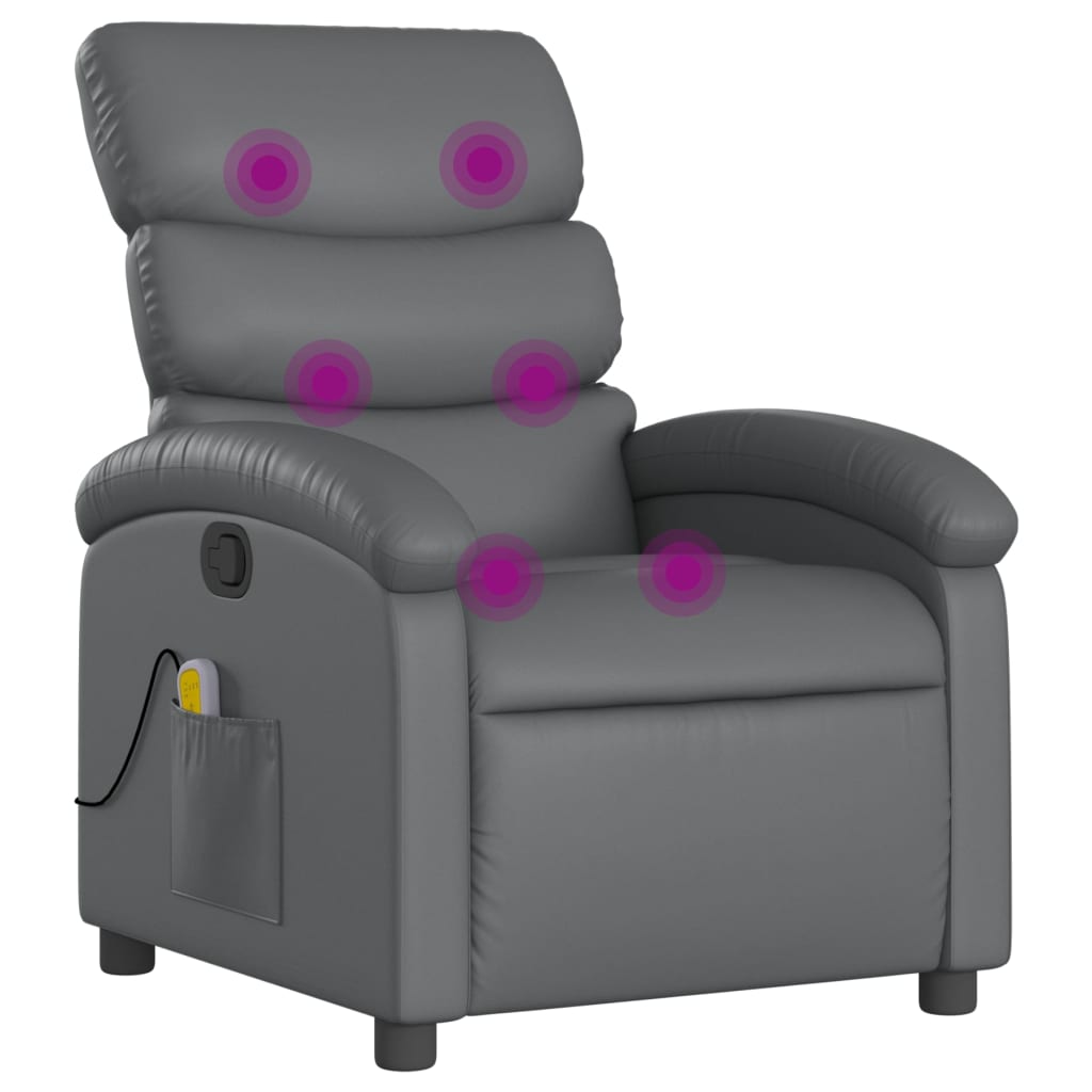 Fauteuil de massage inclinable gris similicuir - XIOS