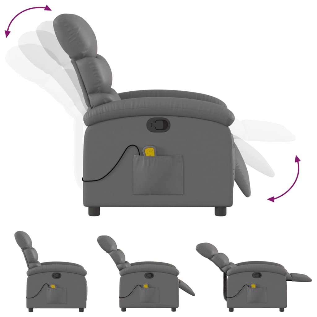 Fauteuil de massage inclinable gris similicuir - XIOS