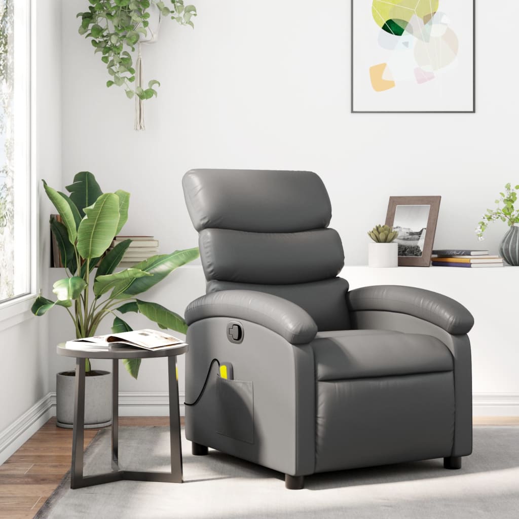 Fauteuil de massage inclinable gris similicuir - XIOS