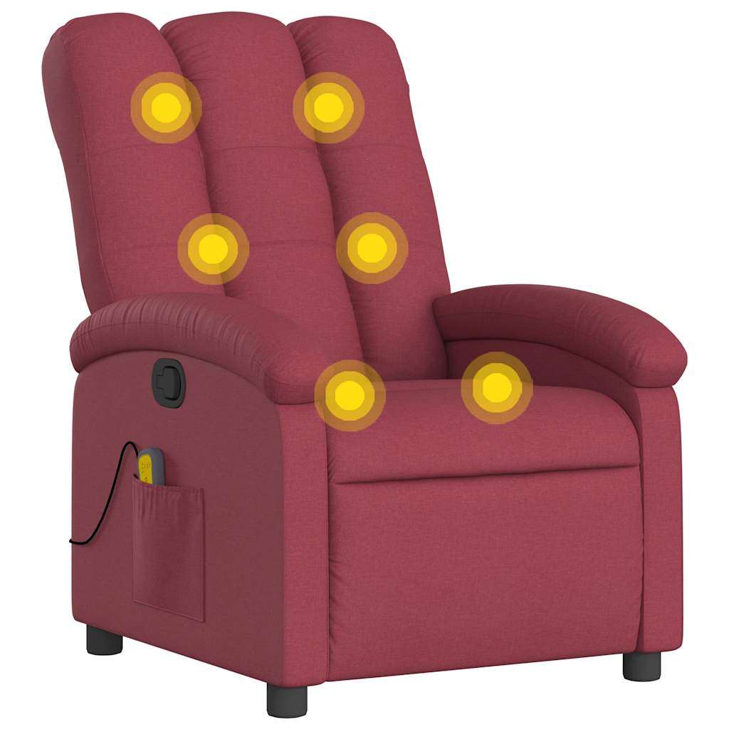 Fauteuil de massage inclinable rouge bordeaux tissu - XIOS