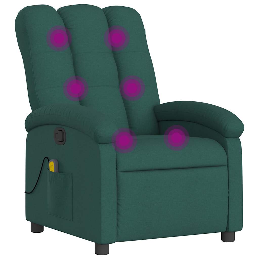 Fauteuil inclinable de massage vert foncé tissu - XIOS