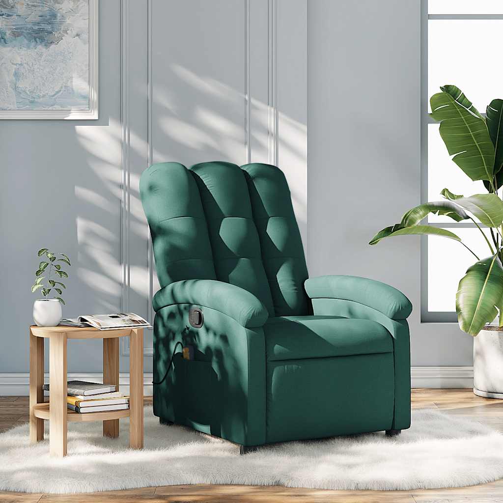 Fauteuil inclinable de massage vert foncé tissu - XIOS