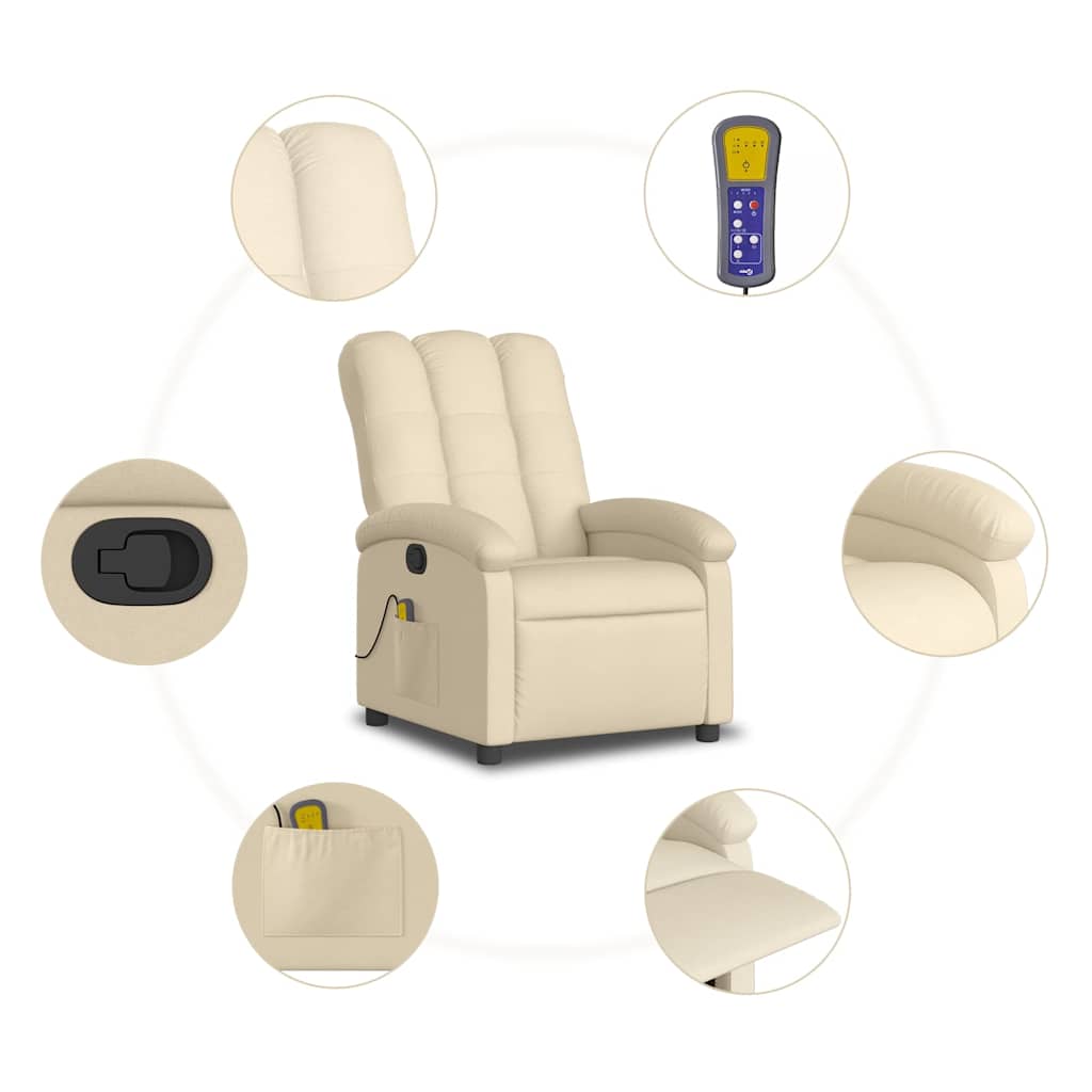 Fauteuil inclinable de massage crème tissu - XIOS