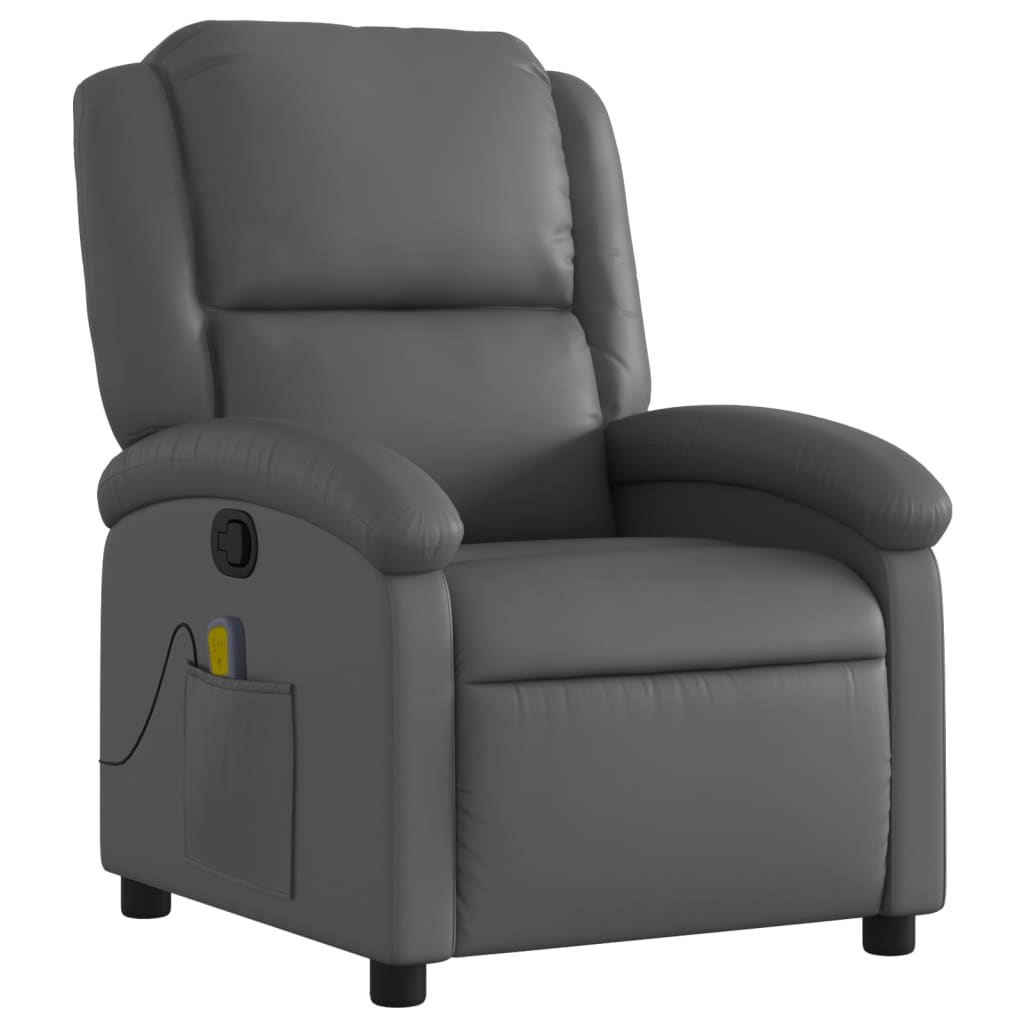 Fauteuil de massage inclinable en similicuir gris