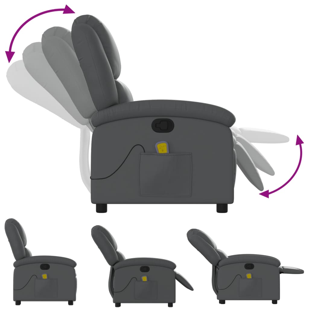 Fauteuil de massage inclinable en similicuir gris