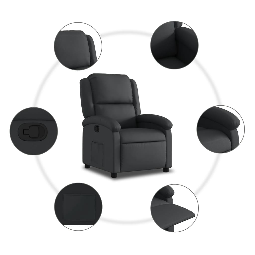 Fauteuil inclinable noir cuir véritable - XIOS