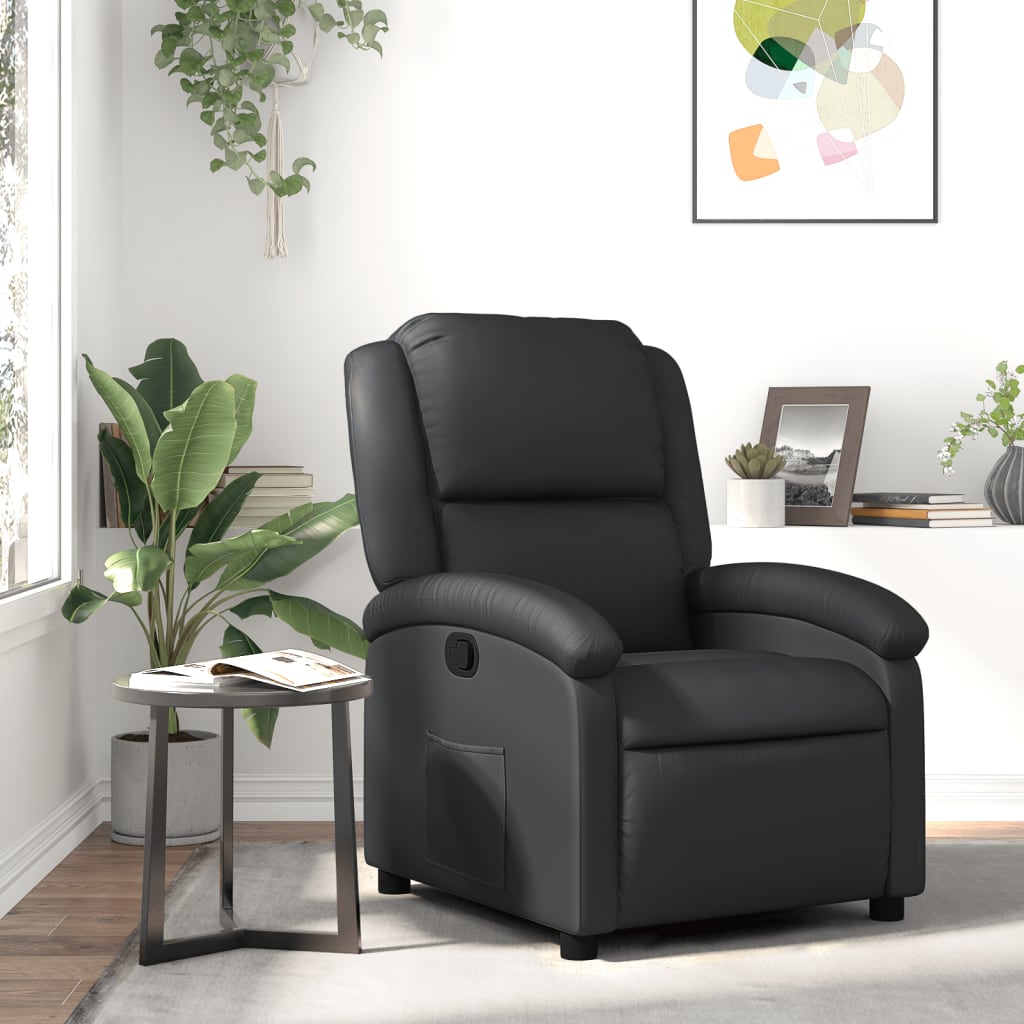 Fauteuil inclinable noir cuir véritable - XIOS