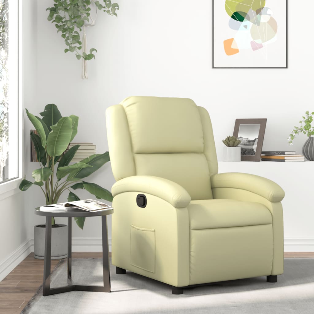 Fauteuil inclinable crème cuir véritable - XIOS