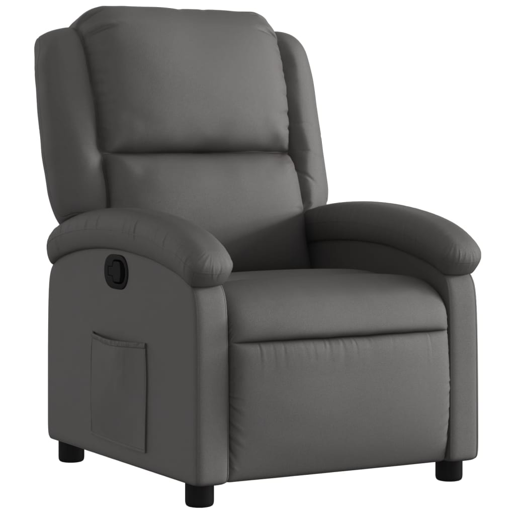 Fauteuil inclinable gris cuir véritable - XIOS