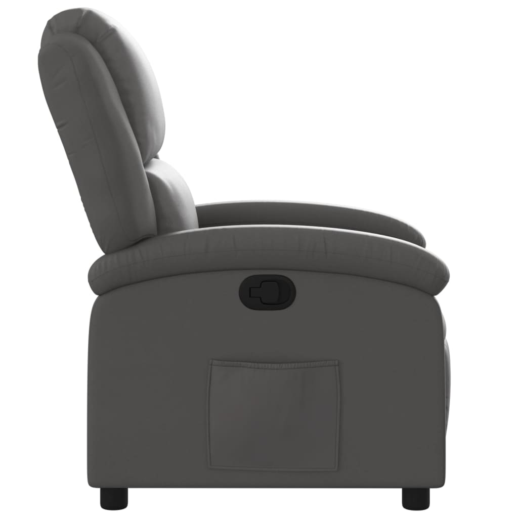 Fauteuil inclinable gris cuir véritable - XIOS