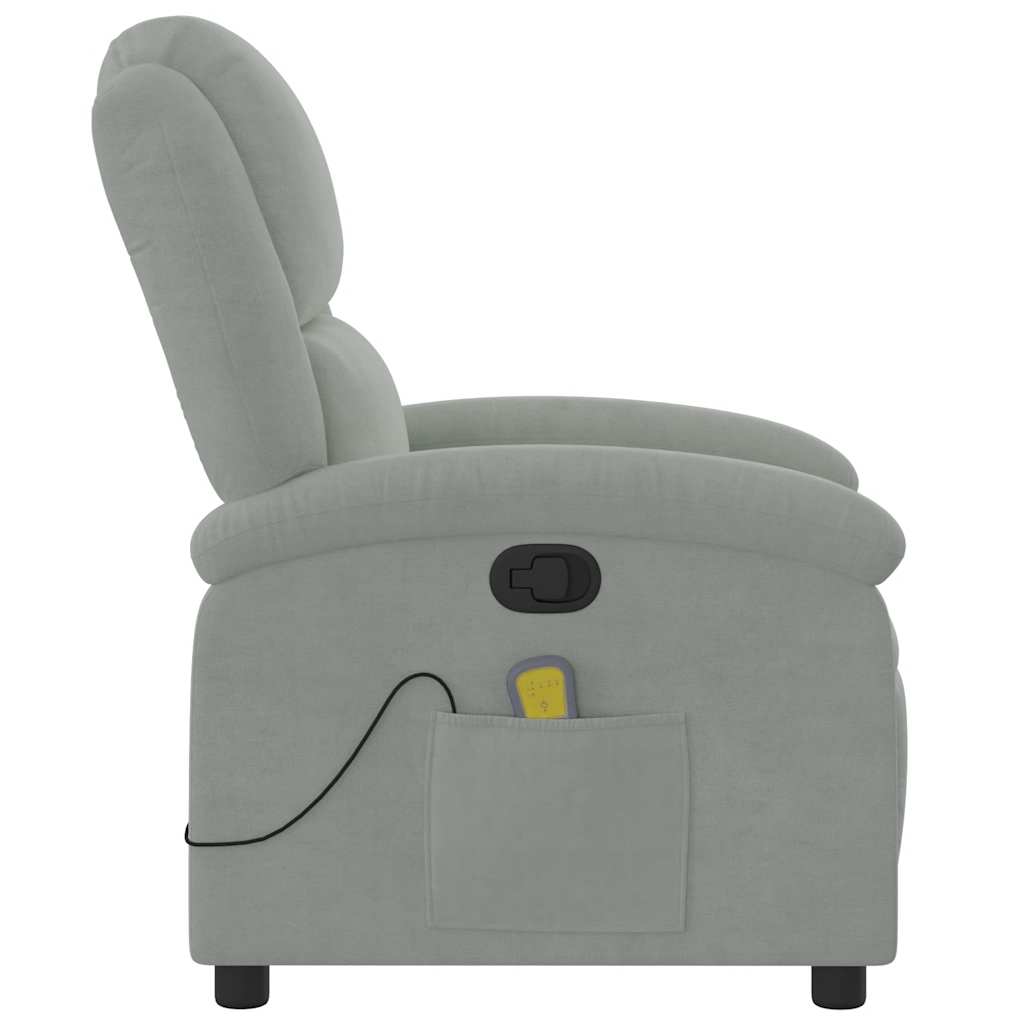 Fauteuil inclinable de massage gris clair velours - XIOS
