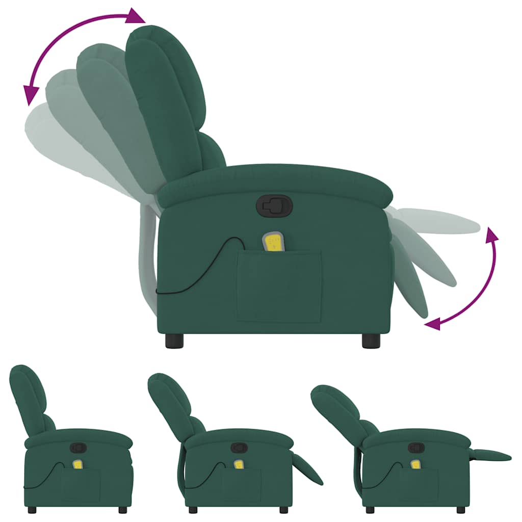 Fauteuil inclinable de massage vert foncé velours - XIOS